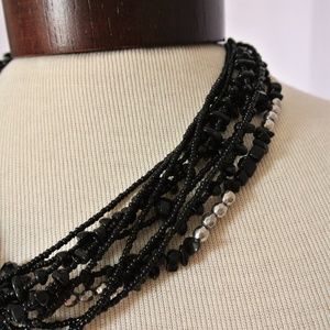 Black and Silver Beads and Stone Necklace